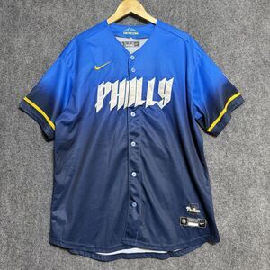 Nike Philadelphia Phillies MLB City Connect #3 Bryce Harper Jersey Blue Size 2XL